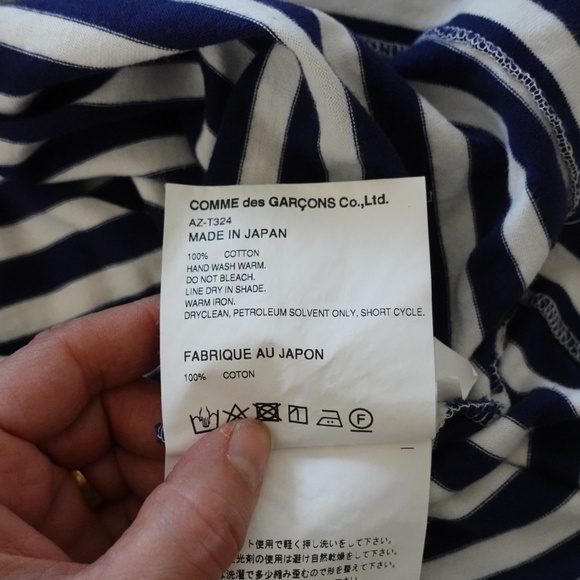 Comme des Garçons PLAY Striped Long Sleeve Tee – Navy/White – L – Made in Japan - Picture 6 of 7